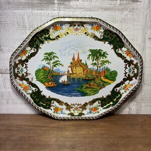 Vintage Daher Decorated Enameled Tray Plate made in England